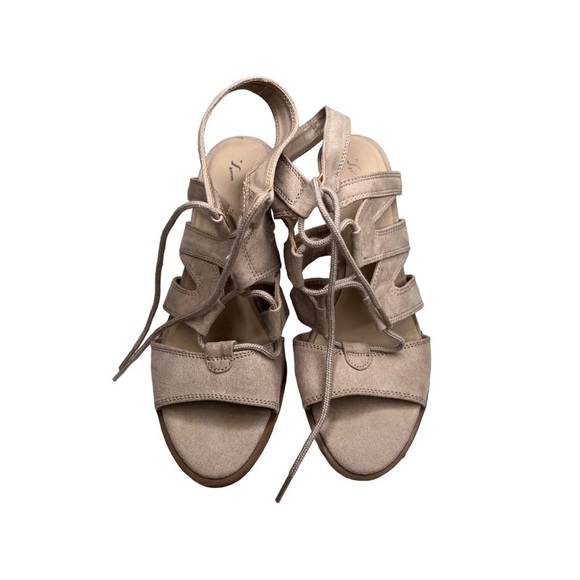 Simply Vera Vera Wang | Cream/Tan Open Toe Suede Strappy Lace up Heels Sz 7.5 - Picture 7 of 9